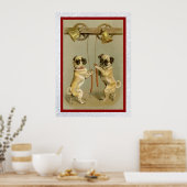  pugs die het poster van het nieuwe jaar belleren (Keuken)