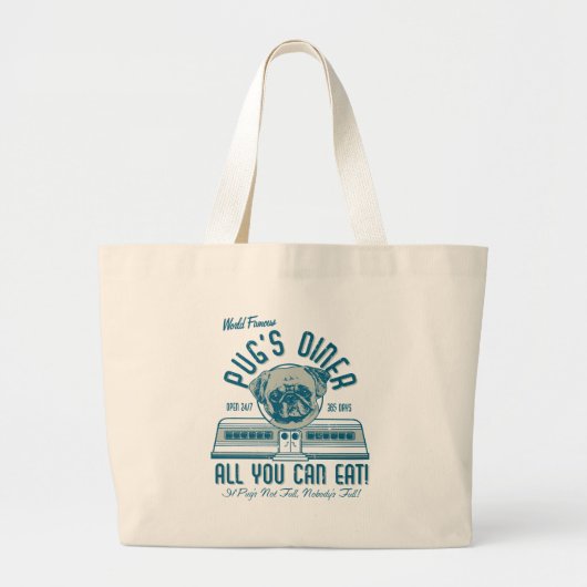 Pug's Diner Retro Canvas tas stijl (grijs) (Voorkant)