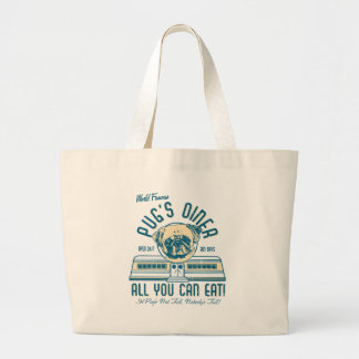 Pug's Diner Retro  stijlbalken Grote Tote Bag