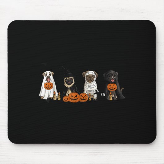 Pugs Dog Lovers - Pug Ghost Pug Witch Pug Hallowee Muismat (Voorkant)