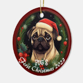 Pug's eerste Kerstmis Keramisch Ornament (Links)