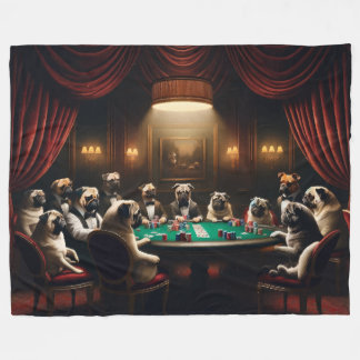 Pugs en Bull Honden Spelen Poker Fleece Deken