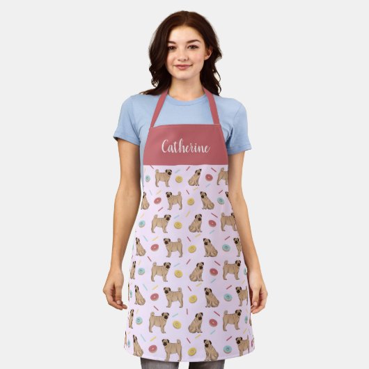 Pugs en Donuts Apron Schort (Gedragen)