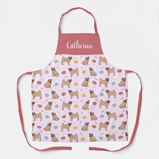 Pugs en Donuts Apron Schort (Voorkant)