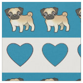 Pugs en harten - Blauw Stof (Close Up)
