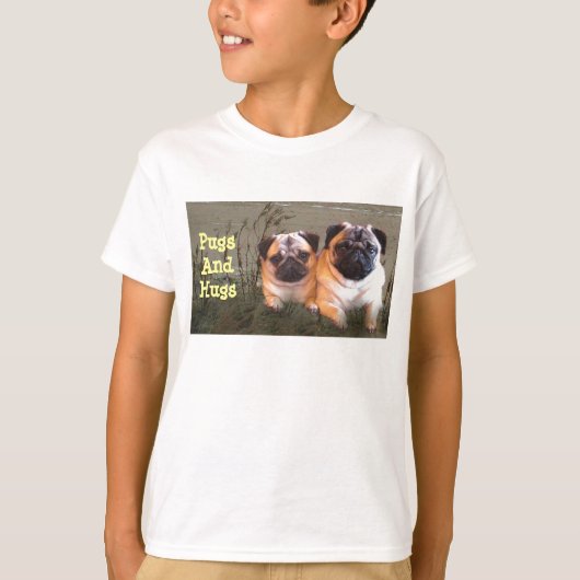 Pugs en Hugs Kinder T-Shirt (Voorkant)