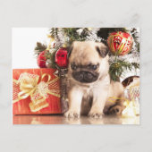 Pugs en kerstcadeaus feestdagenkaart (Voorkant)