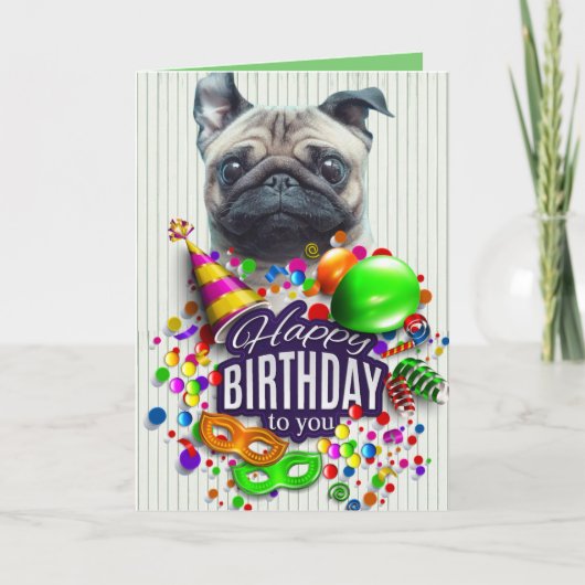 Pugs en Kisses Birthday Kaart (Voorkant)