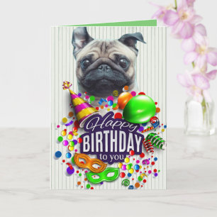 Pugs en Kisses Birthday Kaart