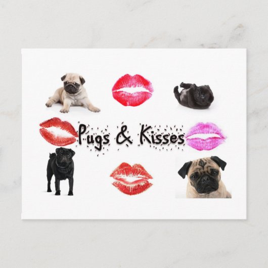 Pugs en Kisses Briefkaart (Voorkant)