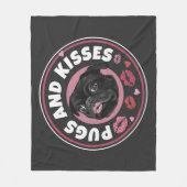 Pugs en Kisses | Cute Pun | Pug Lovers Fleece Deken (Voorkant)