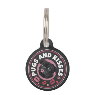 Pugs en Kisses Cute Pun Pug Lovers Huisdierpenning
