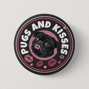 Pugs en Kisses   Cute Pun   Pug Lovers Ronde Button 5,7 Cm