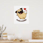 Pugs en Kisses Funny Pug Doggy Pun Poster (Keuken)