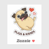 Pugs en Kisses Funny Pug Doggy Pun Sticker (Vel)
