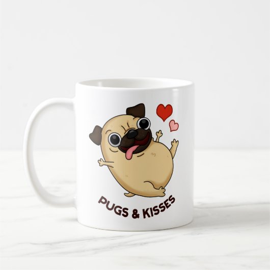 Pugs En Kisses Grappige Hond Pun Koffiemok (Links)