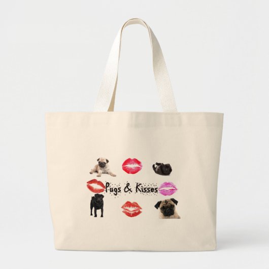 Pugs en Kisses Grote Tote Bag (Voorkant)