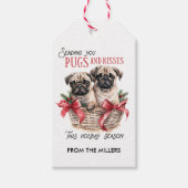 PUGS EN KISSES HOND-THEMA KERST CUSTOM CADEAULABEL (Voorkant)