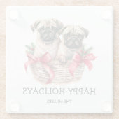 PUGS EN KISSES HOND-THEMA KERST CUSTOM GLAZEN ONDERZETTER (Achterkant)