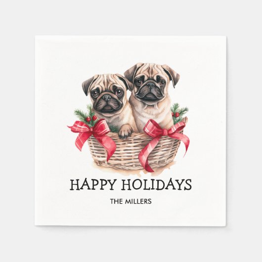 PUGS EN KISSES HOND-THEMA KERST CUSTOM SERVET (Voorkant)