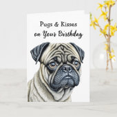 Pugs en Kisses op je verjaardag Kaart (Gele Bloem)