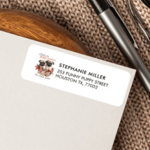 PUGS EN KISSES PUPPY THEMA KERSTMIS ETIKET