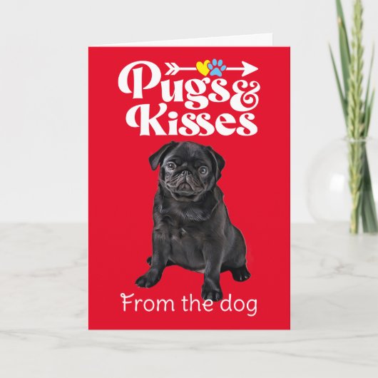 Pugs en Kisses Valentijnsdag Kaart (Voorkant)
