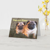 Pugs en kusjes Kaart (Gele Bloem)