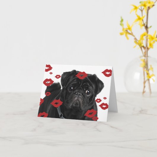Pugs en Kusjes Kaart (Gele Bloem)