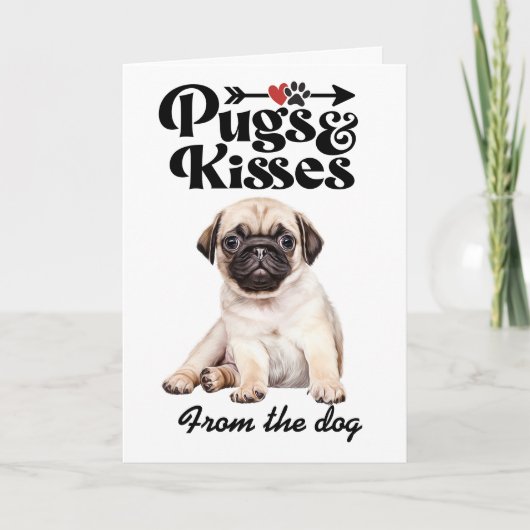Pugs en Kusjes Valentijnsdag Kaart (Voorkant)