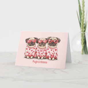Pugs en kusjes Valentijnsdag Pug Dogs Feestdagen Kaart