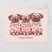 Pugs en kusjes Valentijnsdag Pug Dogs Feestdagenkaart (Voorkant)