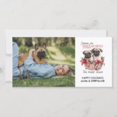 PUGS EN KUSSEN GRAPPIGE HOND TWEE FOTO'S KERSTMIS FEESTDAGENKAART (Voorkant)