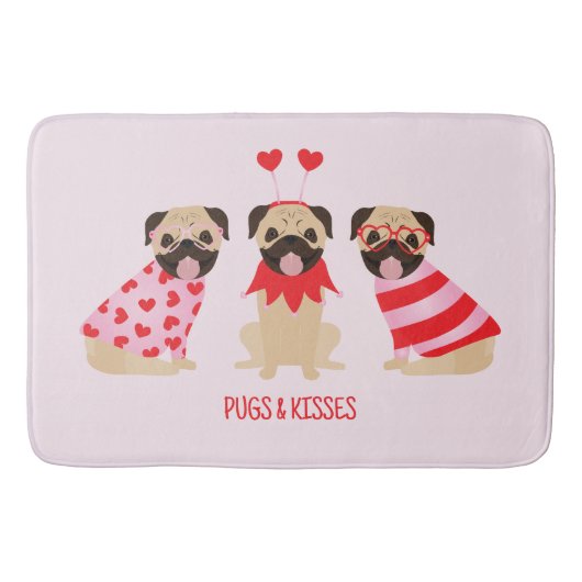 Pugs en kussen Schattige Pug Dogs Badmat (Voorkant)
