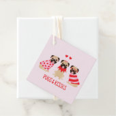 Pugs en kussen Schattige Pug Dogs Bedankjes Labels (In situ)