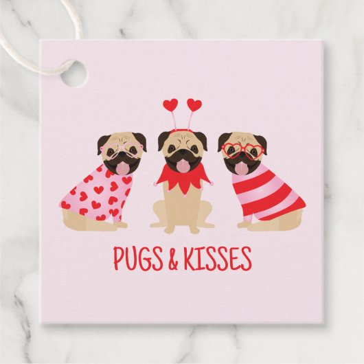 Pugs en kussen Schattige Pug Dogs Bedankjes Labels (Voorkant)