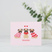 Pugs en kussen Schattige Pug Dogs Briefkaart (Staand voorkant)