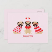 Pugs en kussen Schattige Pug Dogs Briefkaart (Voorkant / Achterkant)