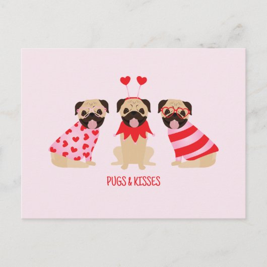Pugs en kussen Schattige Pug Dogs Briefkaart (Voorkant)