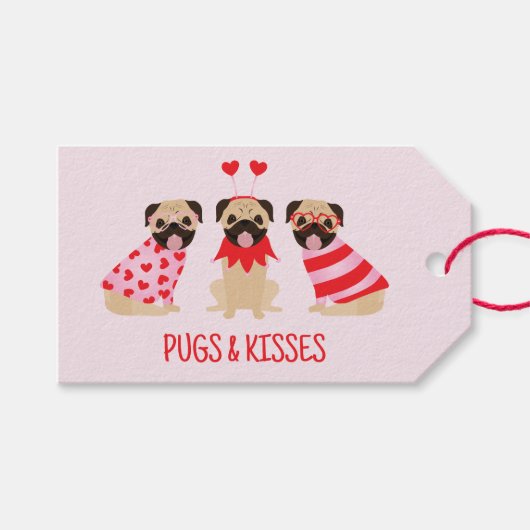 Pugs en kussen Schattige Pug Dogs Cadeaulabel (Voorkant (Horizontaal))