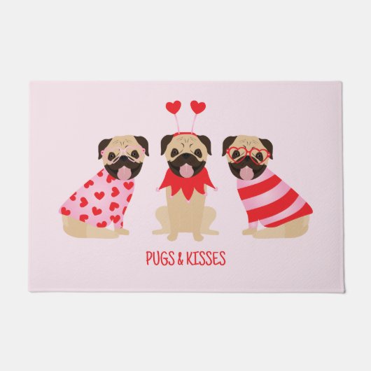 Pugs en kussen Schattige Pug Dogs Deurmat (Voorkant)