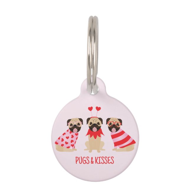 Pugs en kussen Schattige Pug Dogs Huisdierpenning (Voorkant)