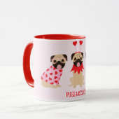 Pugs en kussen Schattige Pug Dogs Mok (Voorkant links)