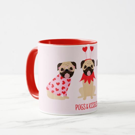 Pugs en kussen Schattige Pug Dogs Mok (Voorkant links)