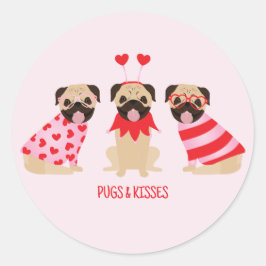 Pugs en kussen Schattige Pug Dogs Ronde Sticker