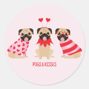 Pugs en kussen Schattige Pug Dogs Ronde Sticker