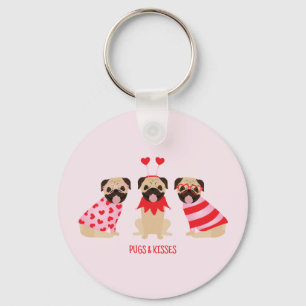 Pugs en kussen Schattige Pug Dogs Sleutelhanger