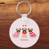 Pugs en kussen Schattige Pug Dogs Sleutelhanger (Achterkant)