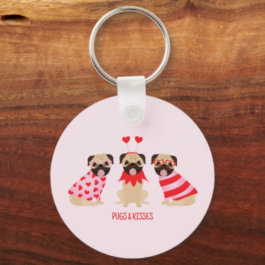Pugs en kussen Schattige Pug Dogs Sleutelhanger (Achterkant)