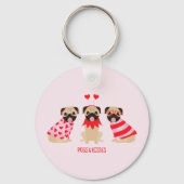 Pugs en kussen Schattige Pug Dogs Sleutelhanger (Achterkant)